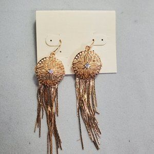 2 for $18 gold circle with filigree fish hook earring